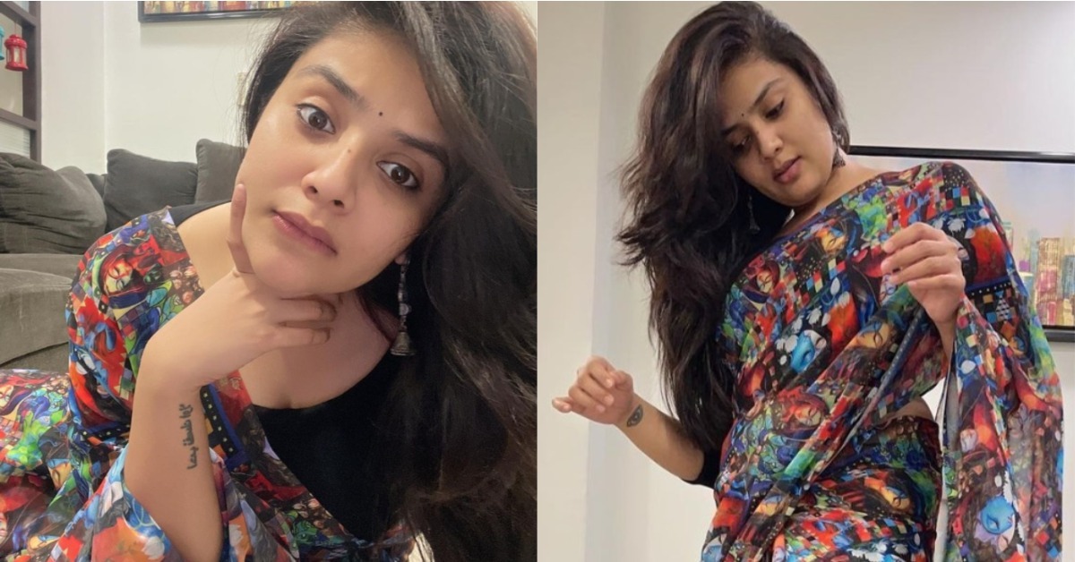 Sreemukhi In A Beautiful Saree Flaunts Her Sunday Mood See Her Cute Pictures