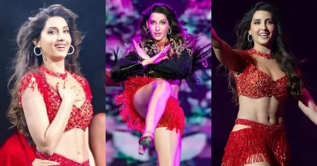 Nora Fatehi super hot dance performance at Entertainers Tour in Red dress