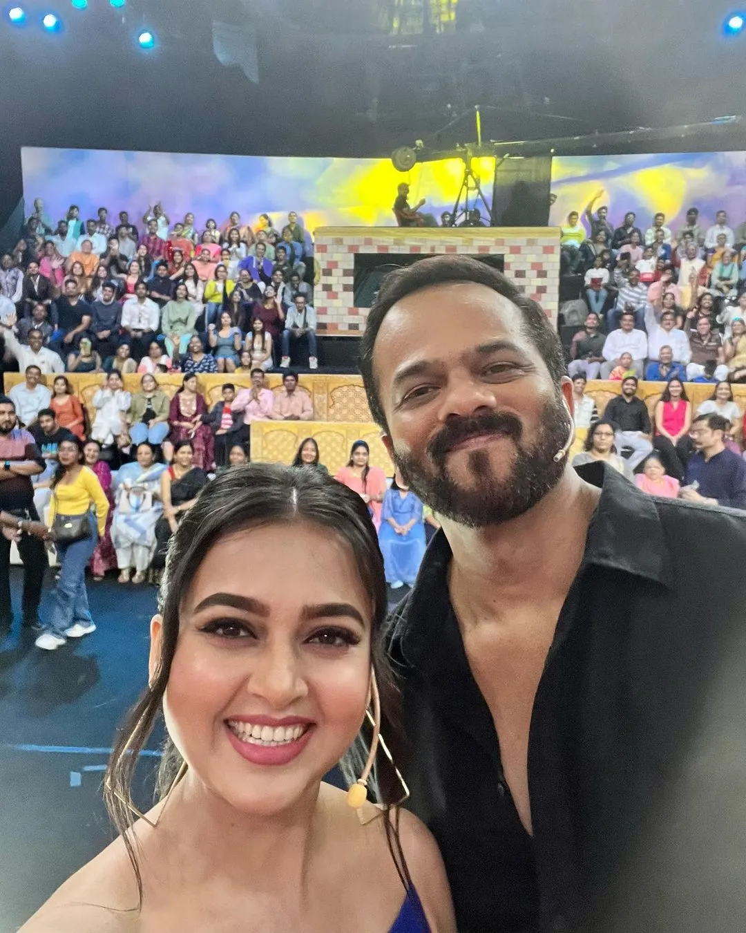 Tejasswi Prakash and Rohit Shetty for movie promotions