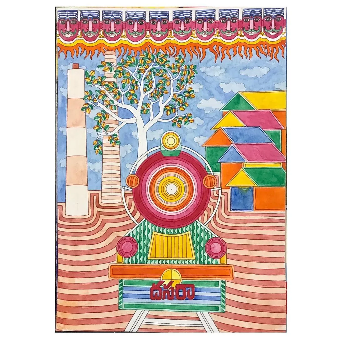 Telangana Dasara Art on Fabric 