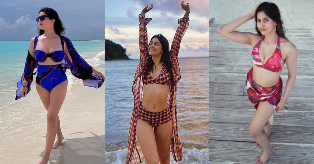 Sunny Leone, Sakshi Malik, And Alaya F Sizzle In A Bikini On Beach Vacation.