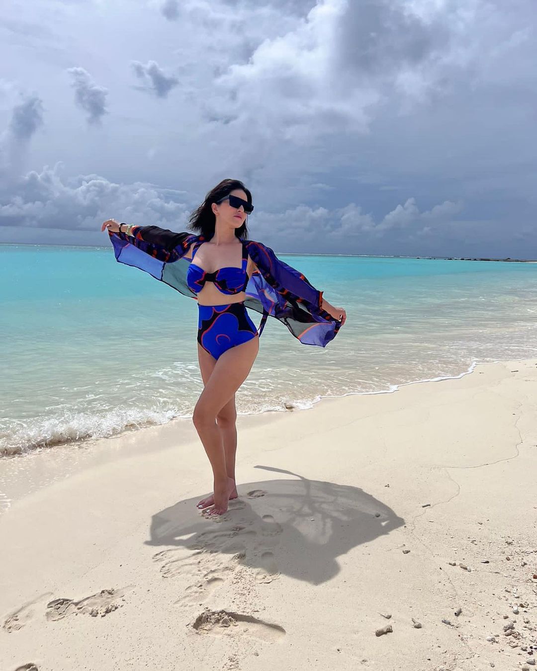 Sunny Leone in maldives in blue bikini