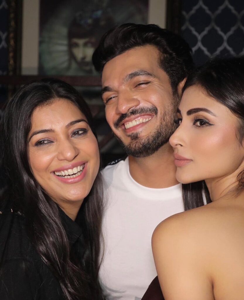 arjun bijlani with her wife and mouni roy